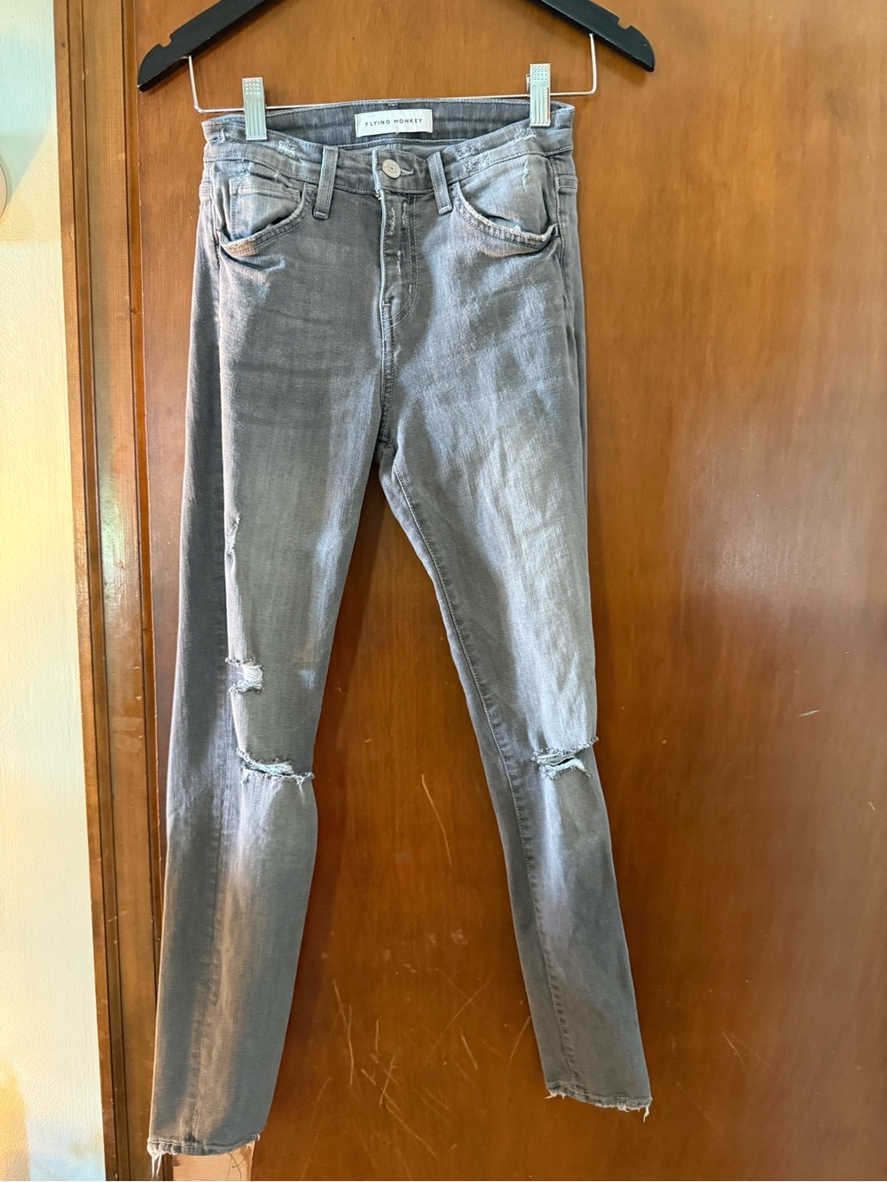 Flying Monkey Distressed Light Gray Skinny Jeans